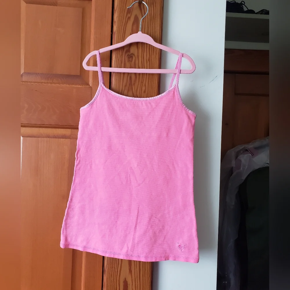 Justice Neon Pink Camisole Spagetti Strap Tank Top Built In Bra 10